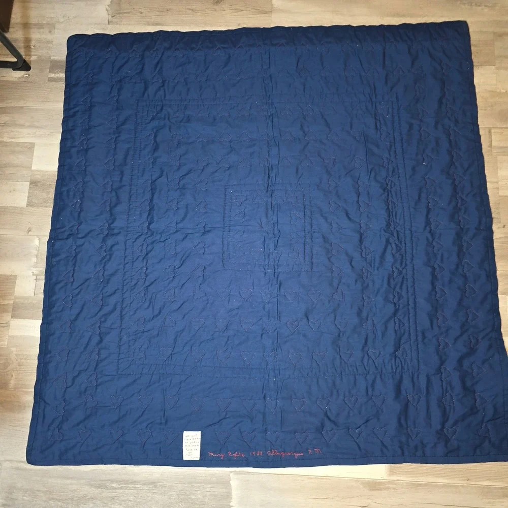 Vintage 1988‎ Handmade Teddy Bear Heart Baby Quilt NM State Fair Winner 36x36